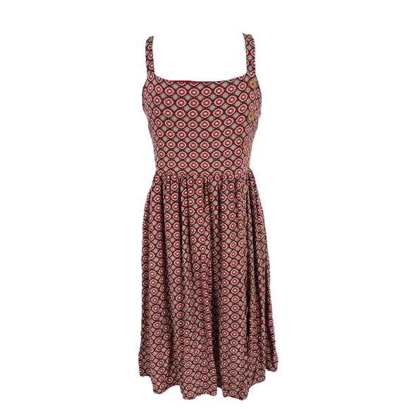 Superfoxx Geometric Print Sleeveless Sun Dress Cross Back Red White Size Large - Picture 1 of 11